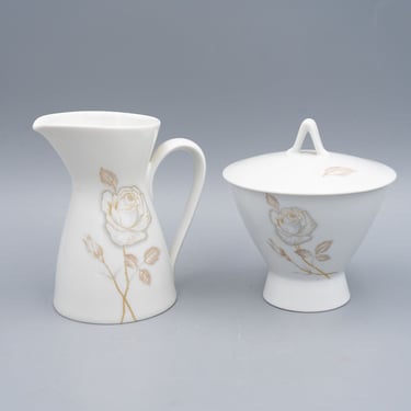 Rosenthal Classic Rose Creamer & Sugar Bowl Designed by Raymond Loewy | Vintage Porcelain Tableware Designer Dinnerware 