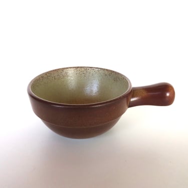 Vintage Heath Ceramics Handled Bowl In Mojave, Single Modernist Small Rice Bowl By Edith Heath 