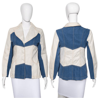 1960's Pat Chez Color Block Denim Jacket - Size S