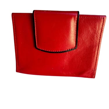 Princess Gardner Vintage Red Full Grain Cowhide Leather Snap Closure Card Wallet