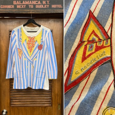 Vintage 1960’s Clown Blazer Trompe L’Oeil Mod Glam Printed Long Sleeve T-Shirt, 60’s Tee Shirt, Vintage Clothing 
