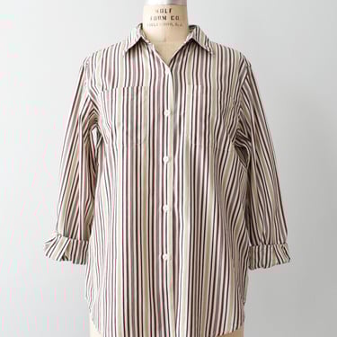 Vintage Striped Button Down Shirt, 90s Cotton Blouse, M 