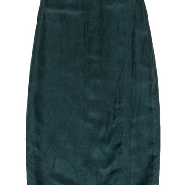 Eileen Fisher - Forest Green Wrap Linen &amp; Silk Skirt Sz M
