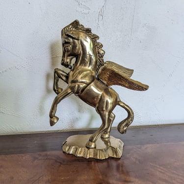 Vintage Solid Brass Pegasus Statue Figurine 