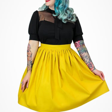 Yellow Pleated Circle Skirt, Vintage Inspired Circle Skirt 