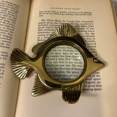 Vintage brass fish magnifying glass