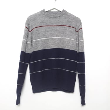 vintage 1980s 90s men's STRIPED micro/macro grunge vintage SWEATER -- size medium -- FREE shipping U.S.A. 