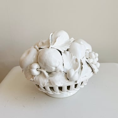Ivory Ceramic Woven Fruit Basket