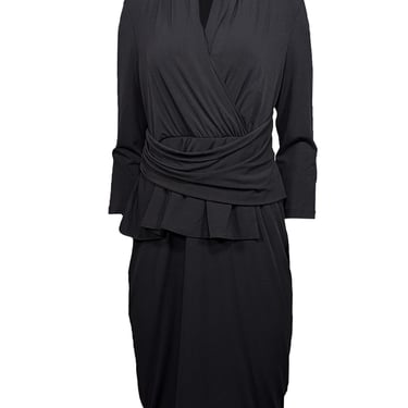 The Fold - Black Draped Jersey Dress Sz 8