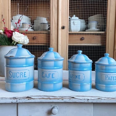 Beautiful rare find set of 4 enamelware spice pots found in Avignon! 