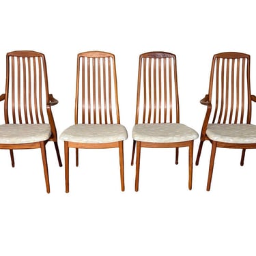 Set Of Four Danish Dining Chairs By Schou Andersen Slat  Back Two With Arms 