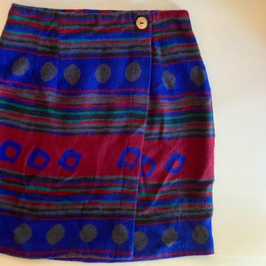 Vintage 90s Z.Z. Michaels Southwestern Print Wrap USA Made Mini Skirt 