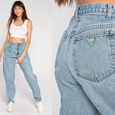 90s Guess Jeans High Waisted Mom Jeans Straight Leg Jeans Boho Relaxed Tapered Streetwear Boyfriend Denim Pants 1990s Vintage Medium 32 