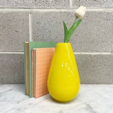 Vintage Vase Retro 1990s Hand Blown Glass + Yellow + Murano Style + Modern + Art Glass + Small Size + Sculpture + Home Accent and Decor 