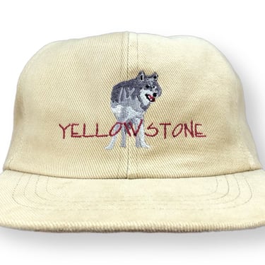 Vintage 90s Yellowstone National Park Grey Wolf Embroidered Strap Back Hat Cap 