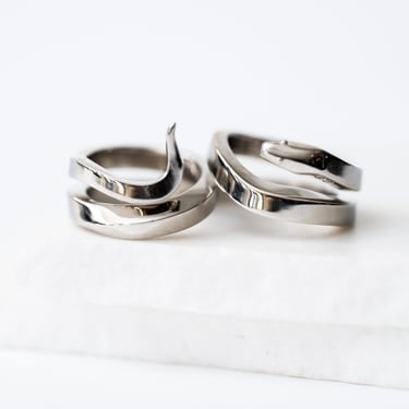 Highly Polished White Brass Double Snake Ring