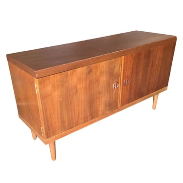 Danish Modern Rose Stained Credenza Cabinet w/ Sculpted Pig Nose Pulls 