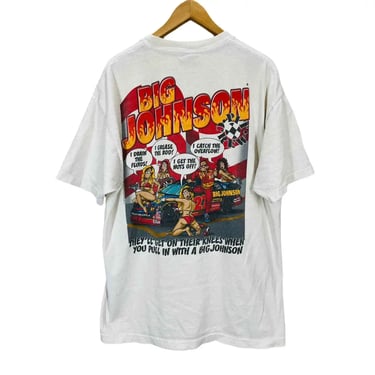 VTG 90s Big Johnson Nascar They’ll Get On Their Knees When You Pull In TShirt XL