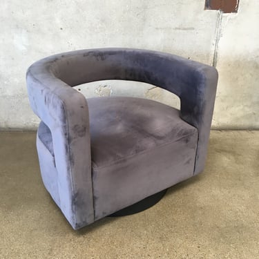 Modern Gray Velvet Swivel Chair