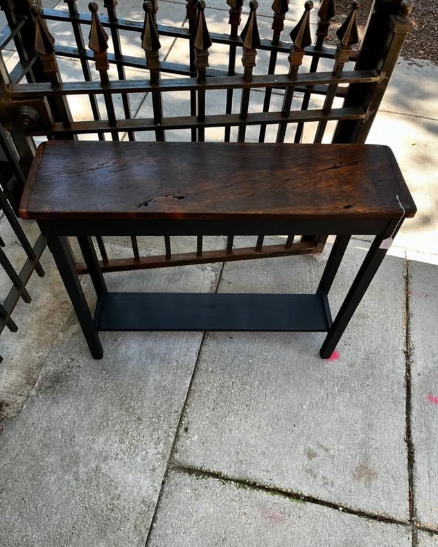 Rustic reclaimed wood console table, 35.5” x10” x 30” 