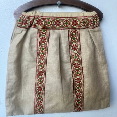 Vintage 1930s Linen Purse Lithuanian Embroidery 