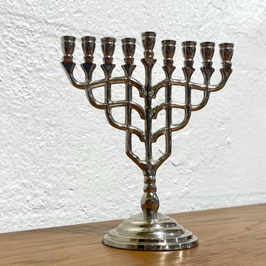 Vintage Silvertone Metal Hanukkah Menorah 