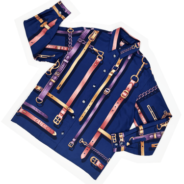 Gucci 1995 bucks print silk shirt