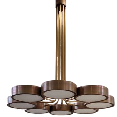Custom Brass Eight Light Pendant Chandelier
