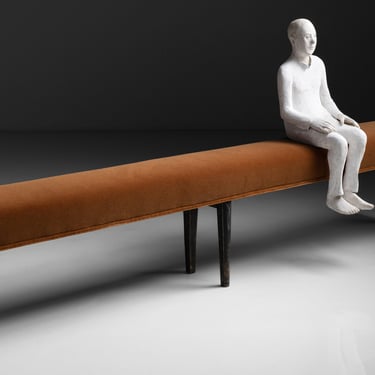 Narrow Bench in 100% Mohair by Maharam / Face à Face by Agnes Baillon
