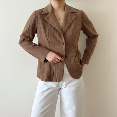 vintage blazer brown minimalist retro vintage style handmade homemade vintage shirt vintage top textured wrinkle effect size S 