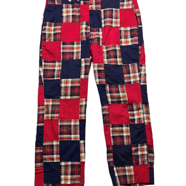 Vintage 1970s Bleeding Madras Patchwork Plaid Cotton Pants ~ 36 Waist ~ Trousers ~ Lightweight / Summer ~ Ivy / Preppy / Trad / GTH ~ Golf 