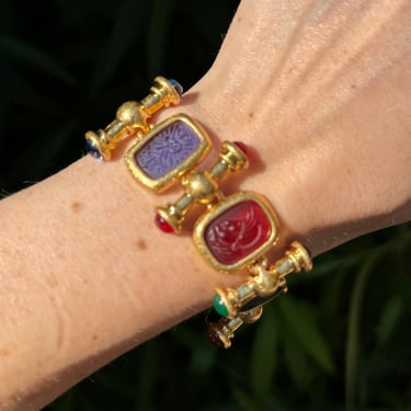 Multicolored Intaglio Resin &amp; Gold Bracelet