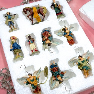 VINTAGE: 10pcs - Hawthorne Village Nativity Figurine Set - Angels Villagers Horse - Nativity Christmas Tree Collection 