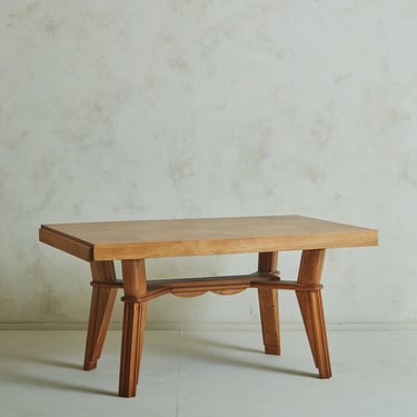 Wood Dining Table with Parquetry Top, France 1940s