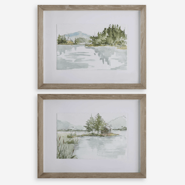 Serene Lake Framed Prints, Set of 2