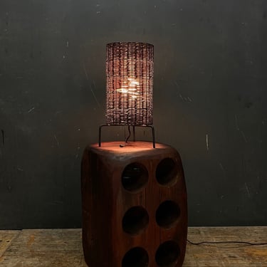 Vintage Paul Mayen Basket Table Lamp Organic Cabinmodern Mid-Century Design 