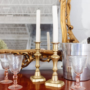 pair of vintage french classic brass candlesticks