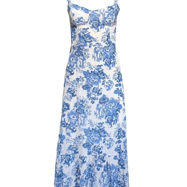 Reformation - White & Blue Floral Sleeveless Dress Sz 6