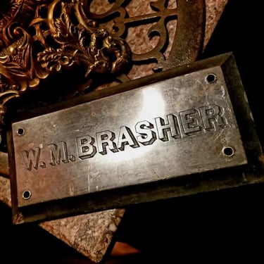WILLIAM M BRASHER 58 7TH Ave Brooklyn NY Antique Door Name Plate c1880 