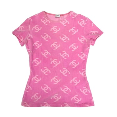 Chanel Pink Velour Logo Top