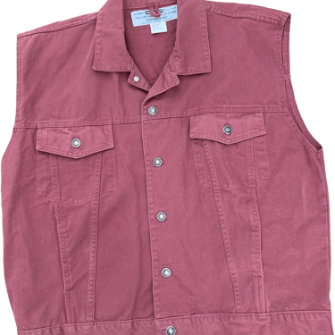 80s Pink Mauve Jean Vest Cotton Sleeveless L By Todays News