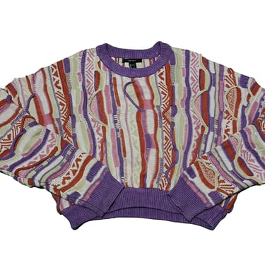 Vintage 90's Coogi Style Crewneck Pullover Women's Sweater | Retro Fashion Clothing Streetwear | Cosby Biggie Size L | Cable Knit Sweater 