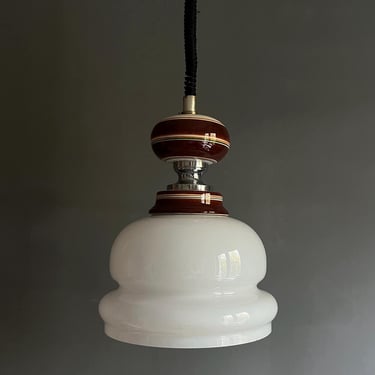 Mid Century Opalin Glass pendant / 70's  lamp / Vintage Space Age ceiling lamp / Vintage  ceiling / White glass / 