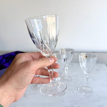 Vintage Lead Crystal Wine Glasses SET OF 6 Capri Royal Crystal Rock 24% Leaded Wine Glasses Vintage Bar Stemmed Wine Glasses Made in Italy 