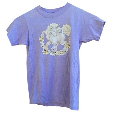Vintage My Little Pony White Unicorn Lavendar Purple T-Shirt M 10-12 C4/10 