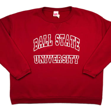 Vintage 90s Ball State University Cardinals Collegiate Crewneck Sweatshirt Pullover Size Large 