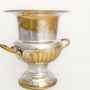 Vintage Silver & Brass Vase With Dual Handles | Classic Champagne Chiller 