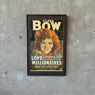 1930s Clara Bow "Love Among The Millionaires" Framed Poster