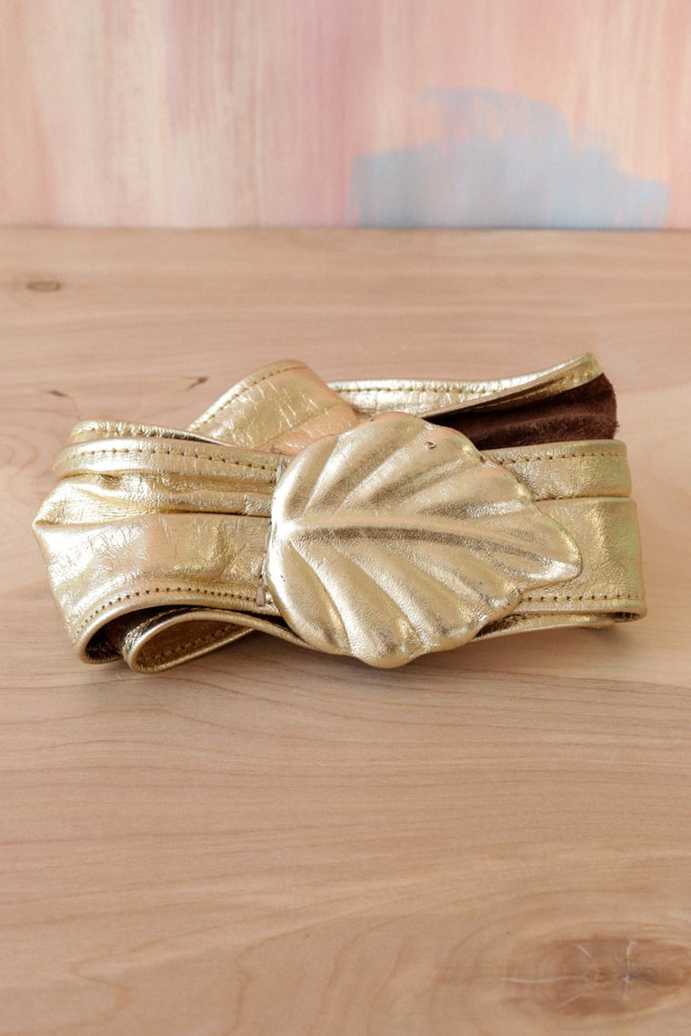 Gold Leaf Leather Belt XSM Omnia Brooklyn, NY