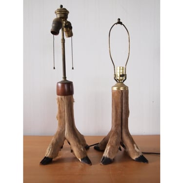 2 Available: Vintage DEER HOOF Leg Table Lamp 12